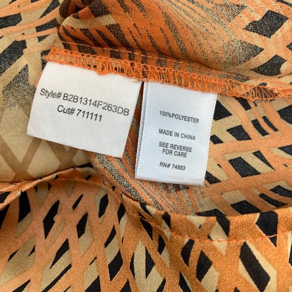 Dressbarn Unique Beautiful Sleeveless Top Abstract Art Small Orange tan Black - Picture 7 of 11
